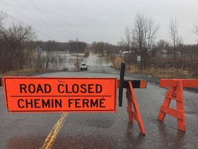 The causeway to Petrie Island at Trim Road, just off Highway 174, was closed on Saturday, April 20, 2019, because of flooding.