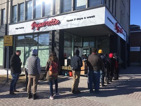 People line up outisde Superette on opening day.