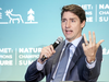Prime Minister Justin Trudeau speaks at the Nature Champions Summit in Montreal on April 25, 2019. He lambasted federal and provincial Conservatives for “denying climate change is real.”