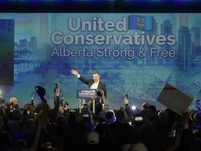 United Conservative Party leader Jason Kenney address supporters Calgary, Alta., Tuesday, April 16, 2019. K
