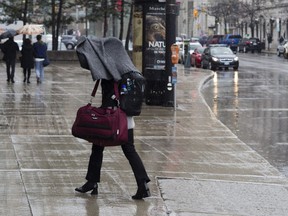 Rain showers should be off and on Friday.