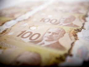 Canadian $100 bills.