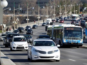 Portage Bridge in morning rush hour Monday.