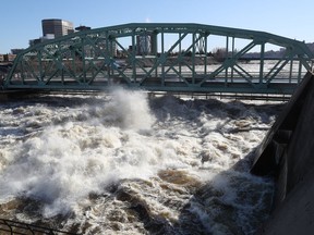 Chaudiere Bridge in Ottawa Monday April 29, 2019. Flood waters have reached the bridge and now is causing damage. The bridge is closed.