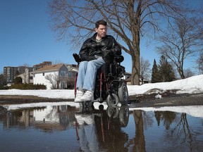Stephen St. Denis in front of a mud hole at Ruth Wilgen Park in Ottawa, April 1.