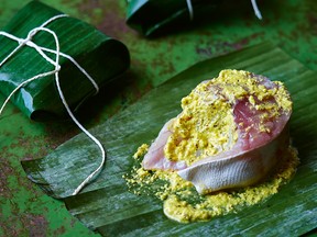 Red gurnard in banana leaf from Chetna's Healthy Indian by Chetna Makan.
