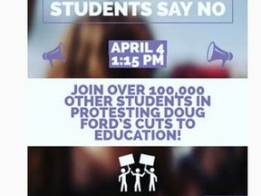 These are some of the Instagram posts used by high school students to organize a walkout on April 4 in protest of the educational changes proposed by the Conservative  government in Ontario source: Instagram@studentssayno