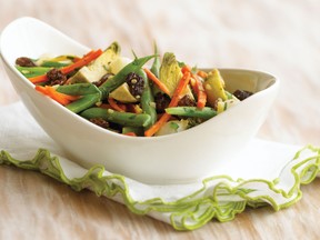This recipe for vegetable sauté with California raisins includes a bounty of tasty vegetables.