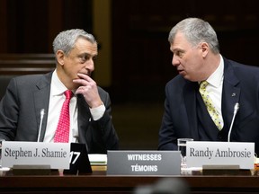 CFL Commissioner Randy Ambrosie and Stephen J. Shamie, General Counsel, appear as a witnesses at a subcommittee on Sports-Related Concussions on Parliament Hill in Ottawa on Wednesday, April 3, 2019.