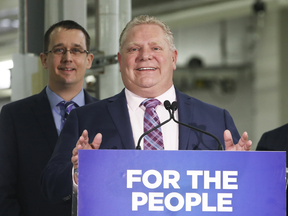 Ontario Premier Doug Ford speaks about his government's $28.5-billion transit expansion plan on April 10, 2019.