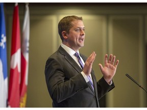 Conservative Leader Andrew Scheer addresses the Montreal Council on Foreign Relations Tuesday, May 7, 2019 in Montreal.