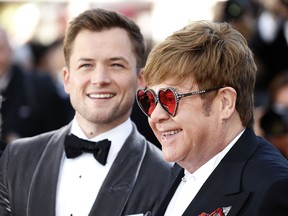 Taron Egerton, Elton John at the Rocketman premiere during the 72nd Cannes Film Festival.