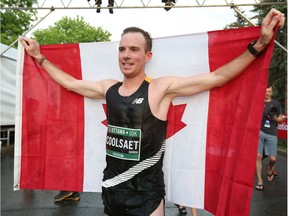 Reid Coolsaet was the first Canadian man to cross the finish line in the 10K run with a time of 30:19.0, held in downtown Ottawa, during the Tamarack Ottawa Race Weekend, on May 28, 2016.