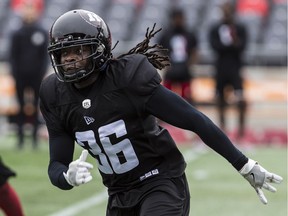 Deshawntee Gallon during Day 2 of the Ottawa Redblacks' rookie camp at TD Place on Thursday, May 16, 2019. Errol McGihon/Postmedia