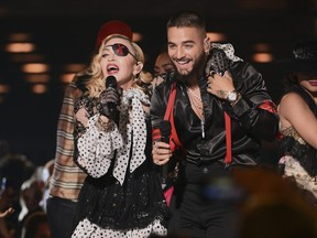 Madonna and Maluma perform their song "Medellin" at the BBMAs on Wednesday, May 1, 2019, in Las Vegas. They both have new albums coming out this spring.