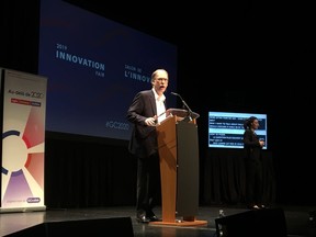 Privy Council clerk Ian Shugart speaks to a room full of public servants at the Babs Aspers Theatre on the theme of innovation within the public service. Jacob Hoytema / Postmedia