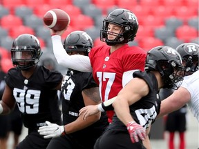 Danny Collins unleashes the ball during Ottawa Redblacks training camp Friday (May 24, 2019) at TD Place.