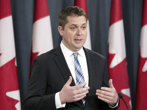 Conservative Leader Andrew Scheer speaks during a news conference in Ottawa, April 29, 2019.