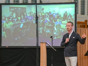 NACO musical director Alexander Shelley in London. NAC supplied photo by Fred Cattroll