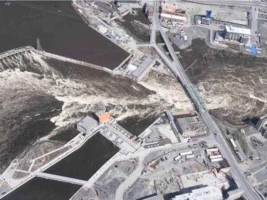 Chaudiere Falls - 
Aerial view of the flooding in the National Capital region, April 29, 2019.