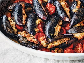 Cozze ripiene (stuffed mussels) from Food of the Italian South by Katie Parla.
