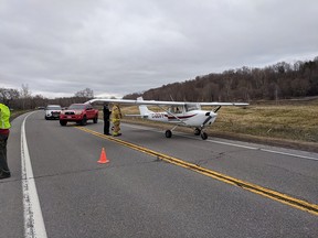 Ottawa fire on scene of a small plane that made an emergency landing on the Sir George-Étienne Cartier Parkway near Rockcliffe airport. There were no injuries.