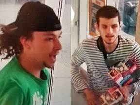 Patrick Lalonde, left, and Dillion Mullin-Begin are wanted by police in connection with  multiple thefts and robberies in the Ottawa area.
