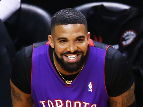 Rapper Drake before Game 1 of the 2019 NBA Finals between the Golden State Warriors and the Toronto Raptors.