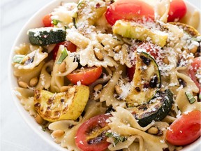 Farfalle with Zucchini, Tomatoes and Pine Nuts. This recipe appears in "The Complete Mediterranean Cookbook."
