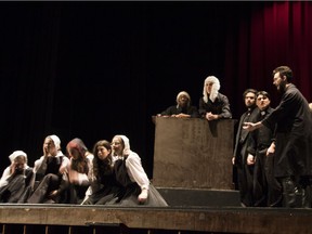 The cast of The Crucible during Notre Dame's Cappies production of the The Crucible, on April 30, 2019, in Ottawa, ON.