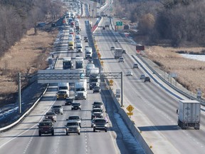 Vehicles drive on Highway 401 westbound in Kingston, Ont., on January 11, 2019. File photo