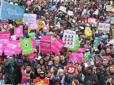 Hundreds of people gathered on Parliament Hill for the March for Life march in Ottawa Thursday May 9, 2019.