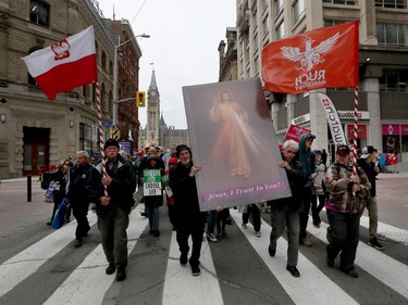 Hundreds of people gathered on Parliament Hill for the March for Life march in Ottawa Thursday May 9, 2019.