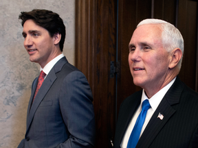 Prime Minister Justin Trudeau and U.S. Vice-President Mike Pence in Ottawa on May 30, 2019.