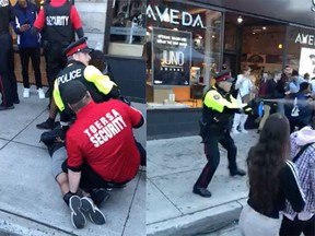 Screenshots taken of a video obtained by this newspaper where a police officer drags a boy to the ground during Glowfair, then pepper-sprays the crowd on Friday, June 14, 2019.