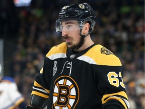 Brad Marchand leads the NHL playoff scoring race, but he hasn't been producing against the St. Louis Blues.