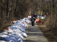 Sandbags were used to protect this part of the Ottawa River Pathway in the Britannia area earlier this spring.