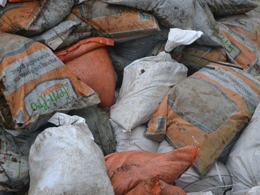 Some of the thousands of sandbags that were used in the Lac-Beauchamp district of Gatineau.