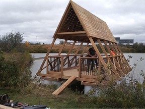 University of Waterloo professor Elizabeth English's team has built a floating research pavilion on a pond at the University of Waterloo using an NRC research grant to test materials that can best  withstand Canada's freeze-thaw cycle.