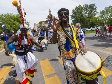 Entertainers in the Saint-Jean-Baptiste Day parade in Gatineau on June 24, 2019.