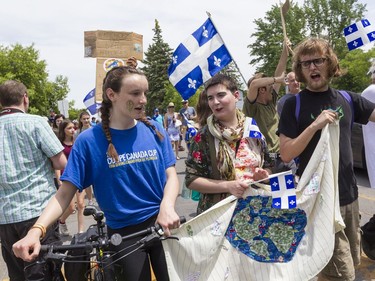 Proud participants in the Saint-Jean-Baptiste Day parade in Gatineau on June 24, 2019.