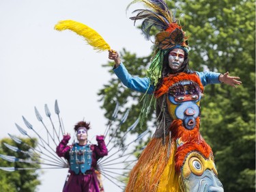 Entertainers in the Saint-Jean-Baptiste Day parade in Gatineau on June 24, 2019.