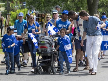 Proud participants in the Saint-Jean-Baptiste Day parade in Gatineau on June 24, 2019.
