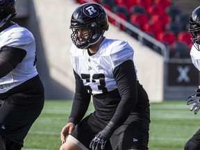 The Redblacks selected Alex Fontana, seen here during training camp, with the seventh overall pick in the 2019 CFL draft.