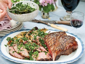 Barbecued Round Steak with Chimichurri & Charred Chicory from Clodagh's Suppers.
