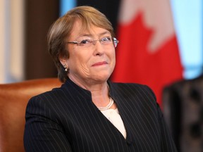 U.N. High Commissioner for Human Rights Michelle Bachelet met Monday with Prime Minister Justin Trudeau in Ottawa.