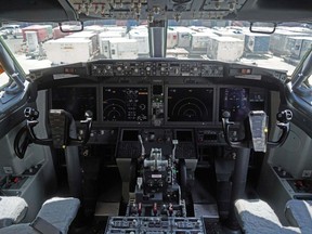 Boeing 737 MAX 8 cockpit. MUST CREDIT: Bloomberg photo by Dimas Ardian