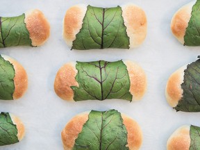 Frog's legs (beet leaf buns) from The Prairie Table.