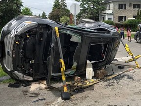 Ottawa firefighters removed the windshield as a precaution after a vehicle rollover Monday morning.