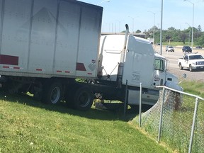 A truck went through the fence at the Pinecrest shopping centre to the 417. Vito Pilieci